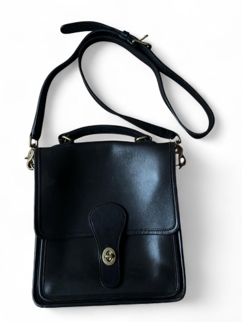 Vintage Coach 5130 Station Bag Black Leather Crossbody Bag With Removable Strap - Picture 3 of 4